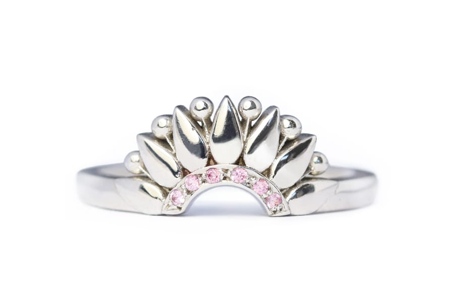 18ct white gold pink gems