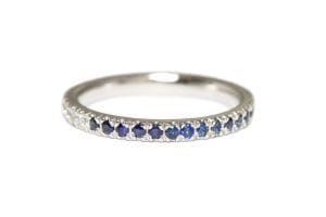 18ct white gold with blue and white sapphires