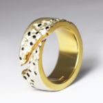 2 tone gold ring with black spinel