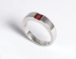 Recycled platinum with Red Sapphire