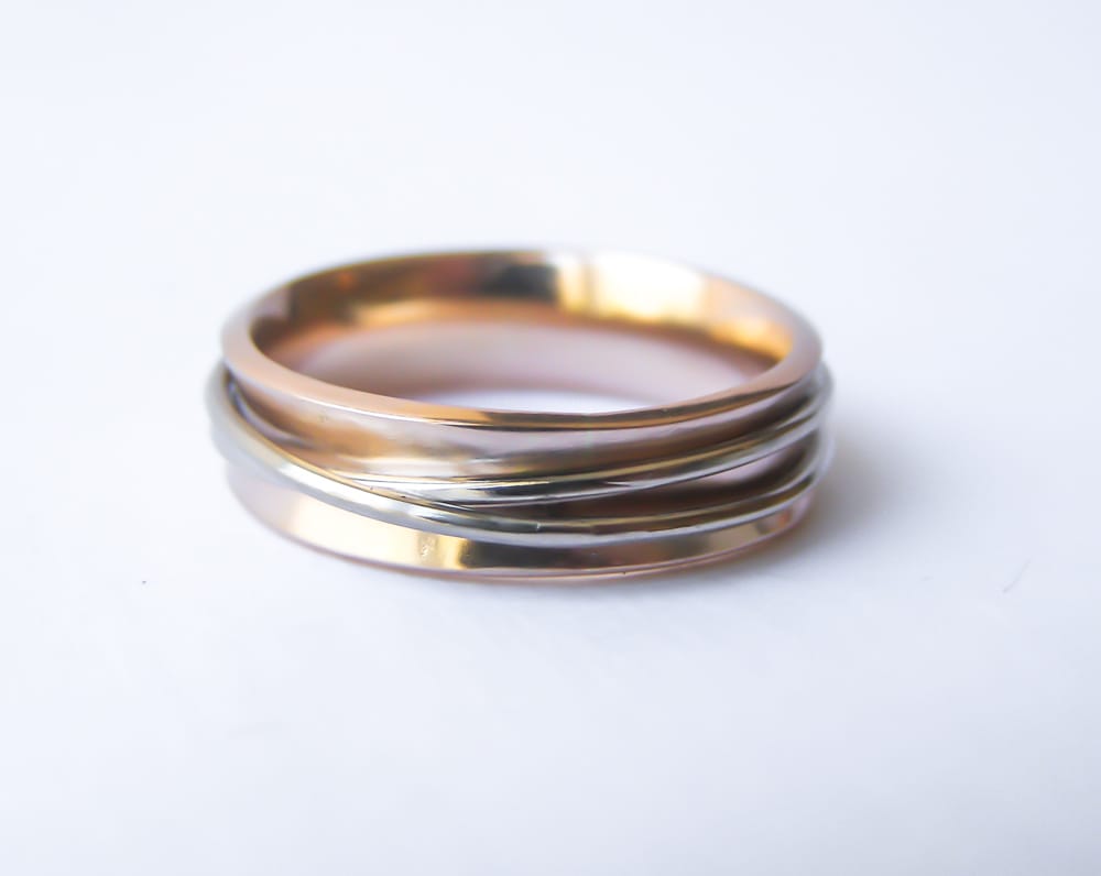 18ct Ethical Rose and White Gold Concave Wedding Rings