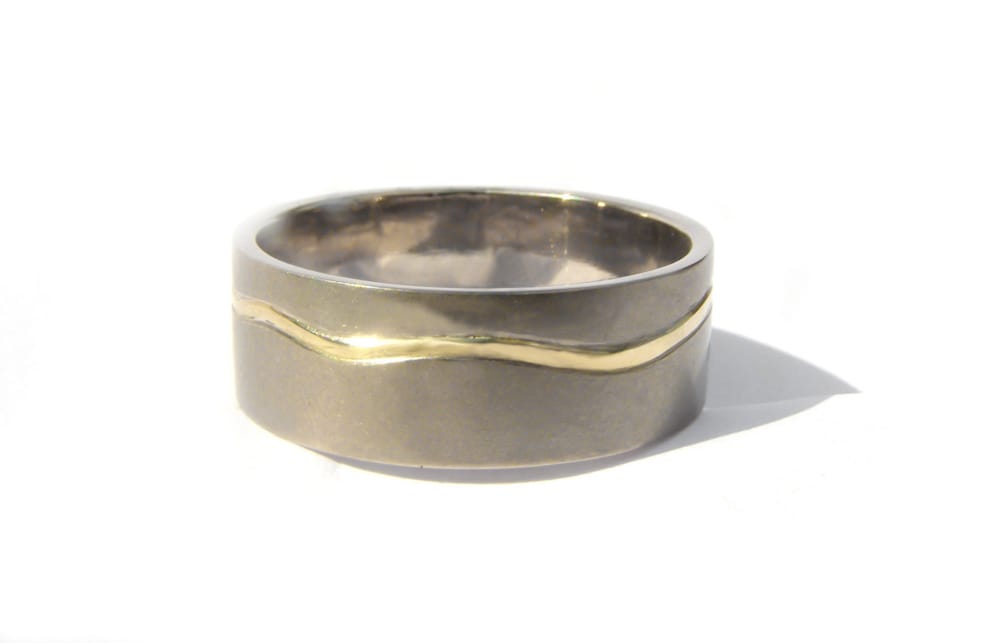 18ct Ethical White and Yellow Gold Wedding Band