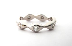 18ct Ethical White Gold and Diamond Pod Wedding Ring