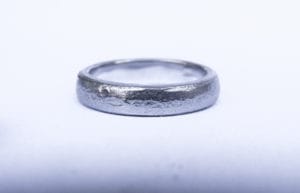 18ct Ethical White Gold Textured Wedding Band