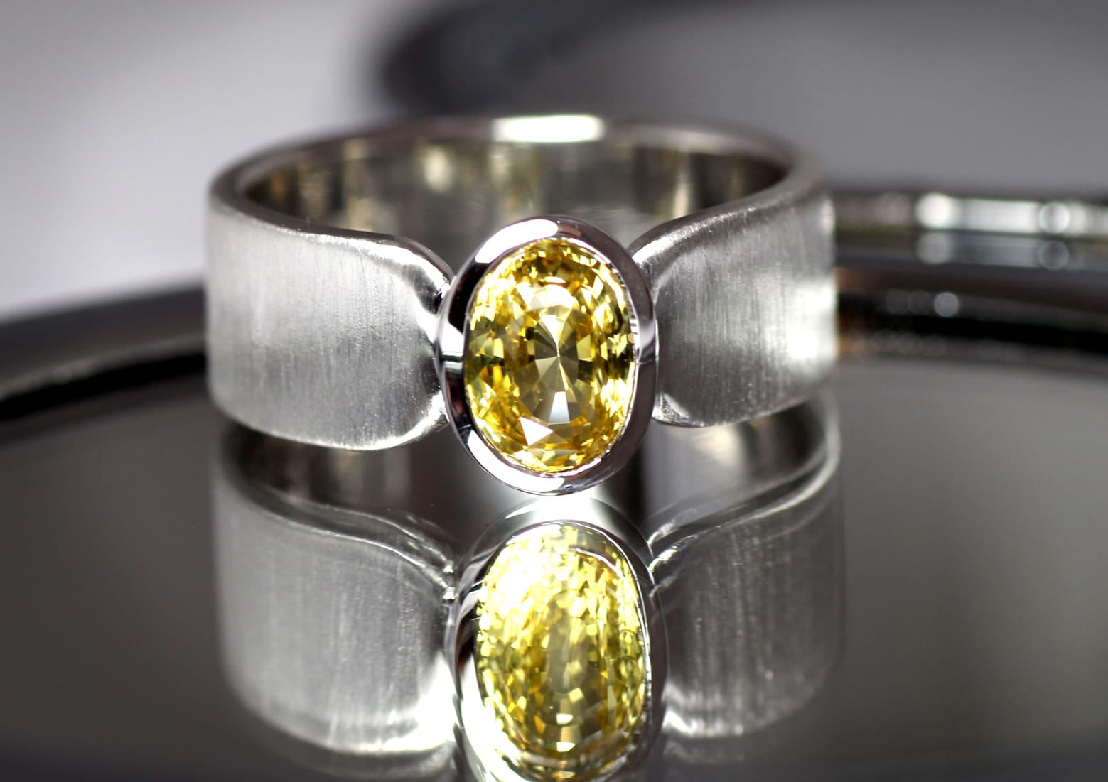 18ct Fairtrade white gold with yellow sapphire by Zoe Pook Jewellery