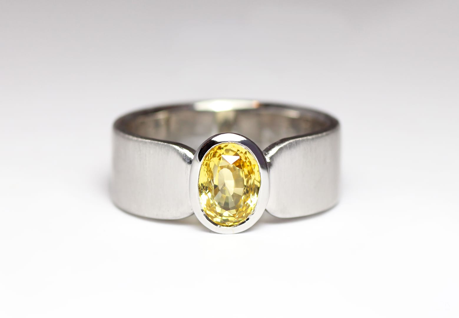 18ct Fairtrade white gold with yellow sapphire by Zoe Pook Jewellery