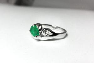 18ct Fairtrade gold with emerald by Zoe Pook Jewellery