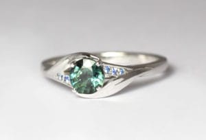 18ct Fairtrade white gold with sapphires by Zoe Pook Jewellery