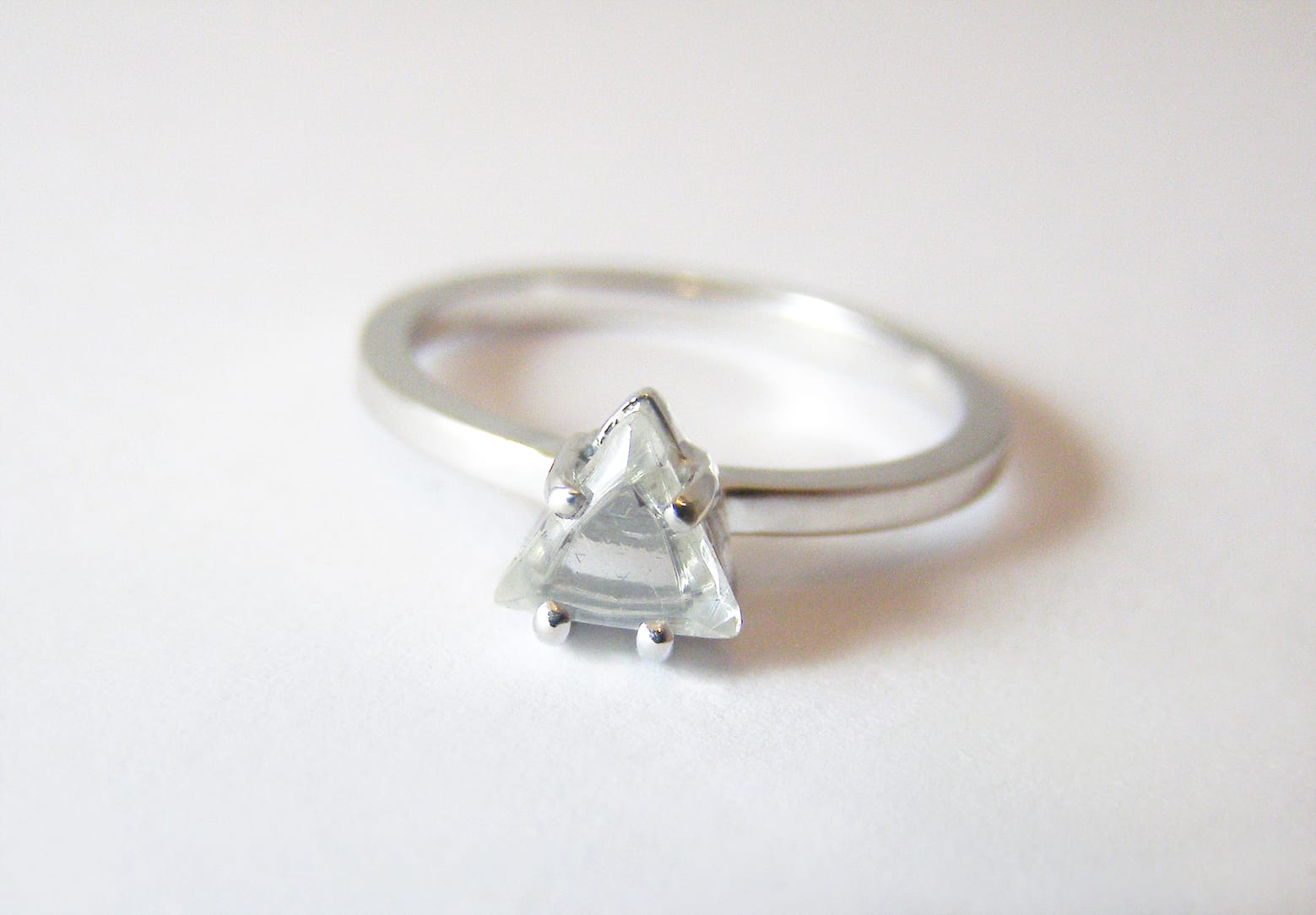 Rough macle diamond in 18ct Fairtrade white gold by Zoe Pook Jewellery