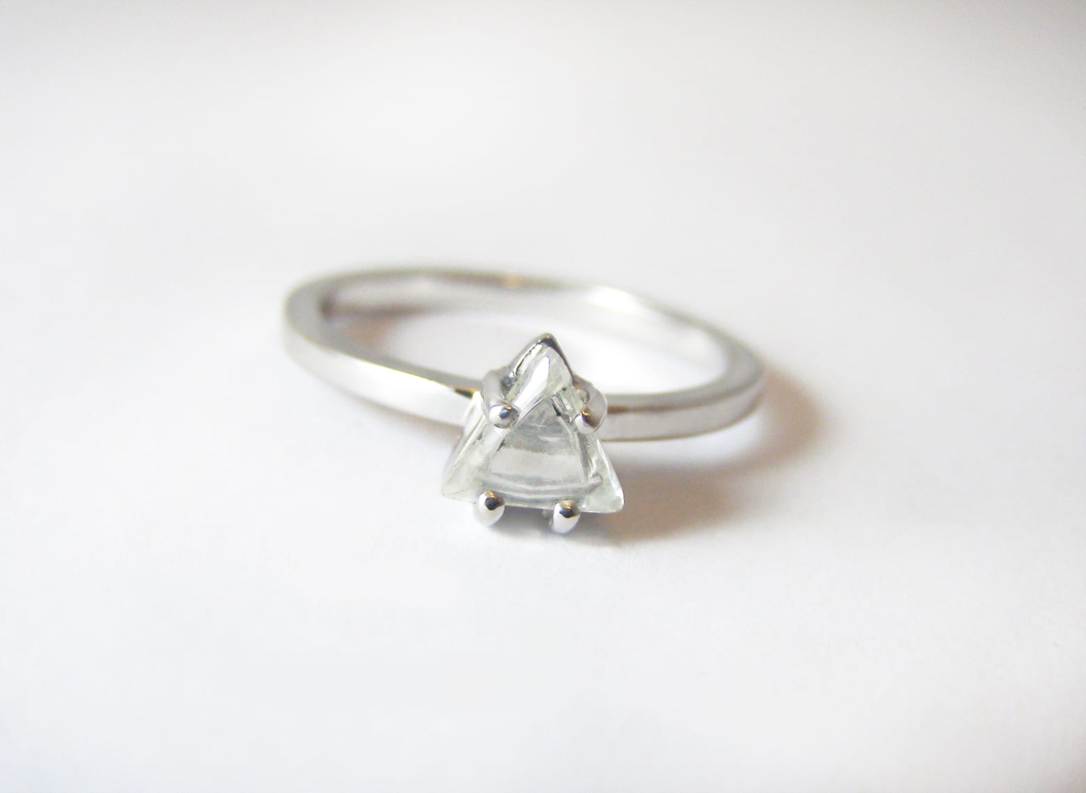 Rough macle diamond in 18ct Fairtrade white gold by Zoe Pook Jewellery