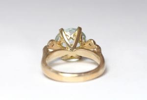 Recycled gold with aquamarine and diamonds by Zoe Pook Jewellery