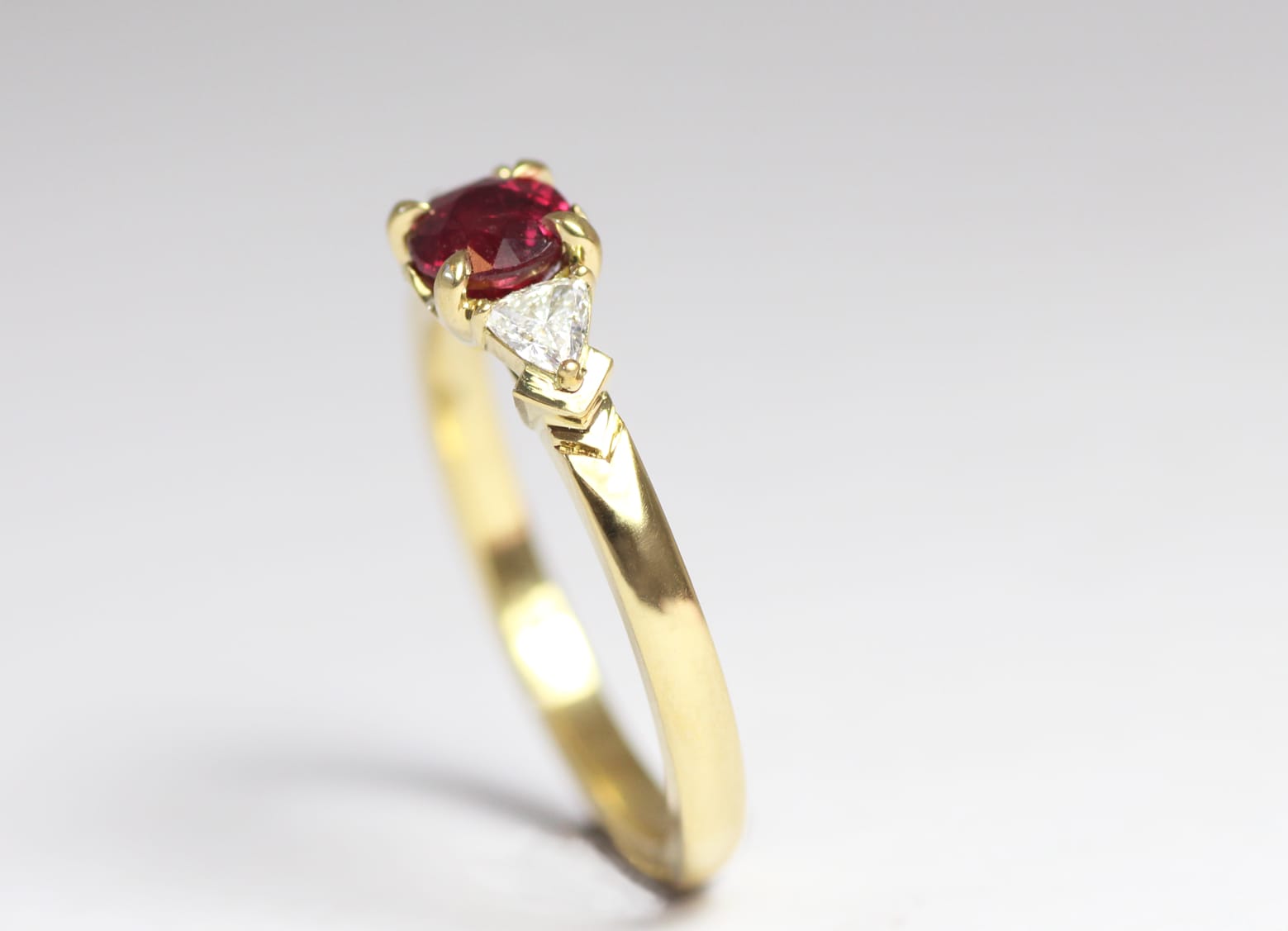18ct Fairtrade gold with ruby and diamonds by Zoe Pook Jewellery