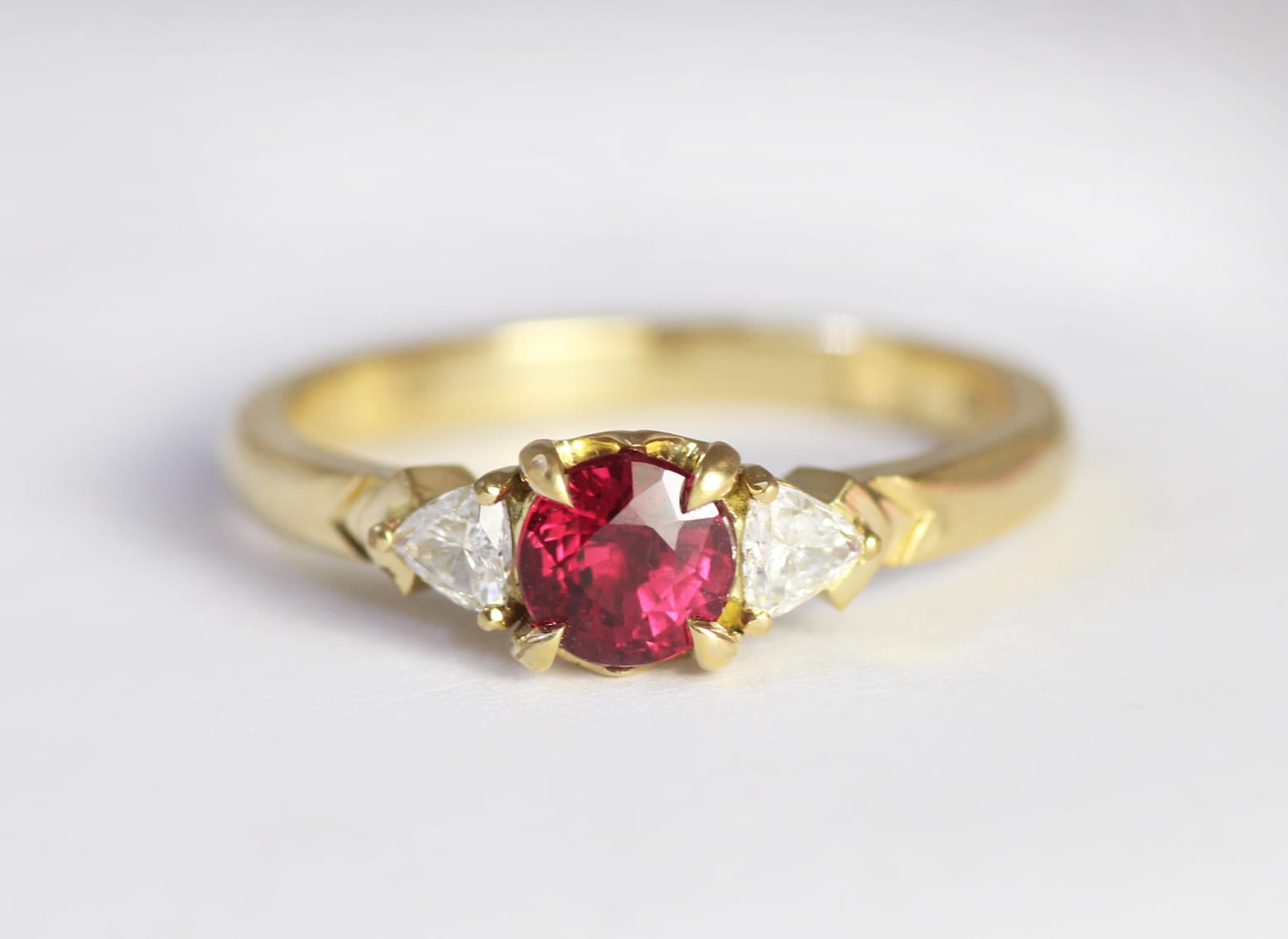 18ct Fairtrade gold with ruby and diamonds by Zoe Pook Jewellery