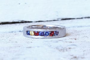 18ct gold with sapphires