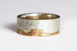 rose and white gold reticulated band