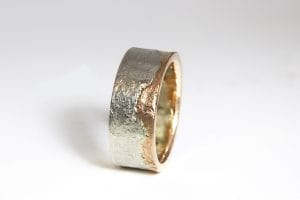 Rose and white gold reticulated band