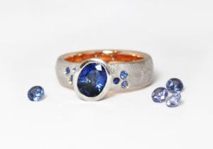 18ct Fairtrade gold with sapphires by Zoe Pook Jewellery