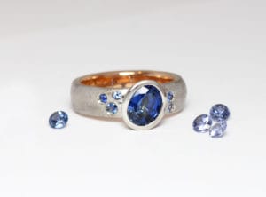 18ct Fairtrade gold with sapphires by Zoe Pook Jewellery
