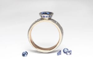 18ct Fairtrade gold with sapphires by Zoe Pook Jewellery
