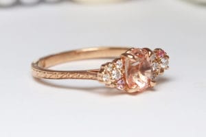 18ct Fairmined gold padparadscha sapphire