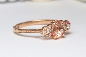 18ct Fairmined gold padparadscha sapphire