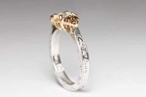 18ct Fairtrade Gold diamonds and hand engraving
