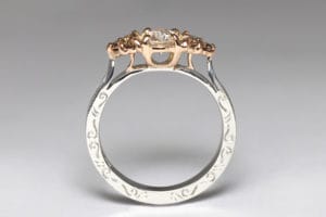 18ct Fairtrade Gold diamonds and hand engraving