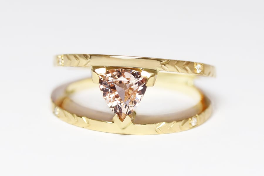 Morganite in recycled yellow gold