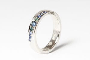 Platinum with diamonds and sapphires