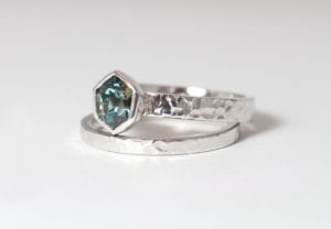 Parti sapphire in Fairtrade gold by Zoe Pook Jewellery