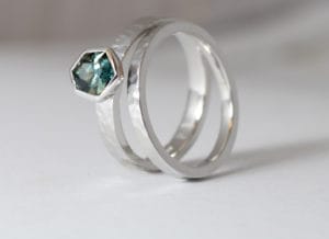 Parti sapphire in Fairtrade gold by Zoe Pook Jewellery