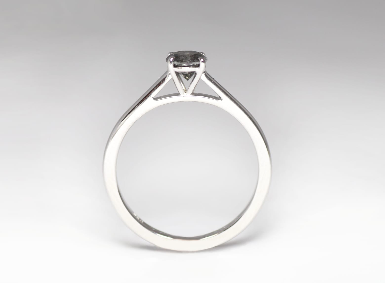 18ct Fairtrade gold with salt and pepper diamond by Zoe Pook Jewellery