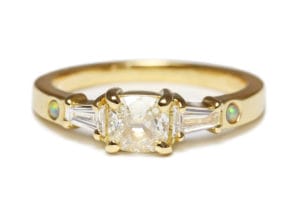 18ct Fairmined gold with diamonds and opals