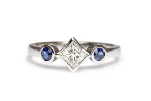 18ct gold with diamond and sapphires