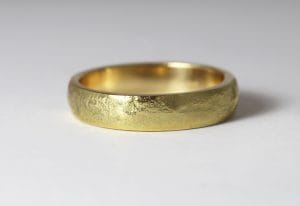 18ct Fairtrade yellow gold with reticulated finish by Zoe Pook Jewellery