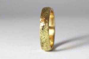 18ct Fairtrade yellow gold with reticulated finish by Zoe Pook Jewellery