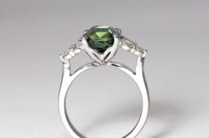 Fairtrade white gold with sapphire and diamonds Zoe Pook Jewellery