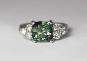 Fairtrade white gold with sapphire and diamonds Zoe Pook Jewellery