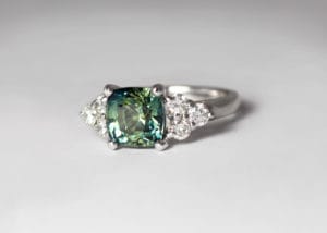 Fairtrade white gold with sapphire and diamonds Zoe Pook Jewellery