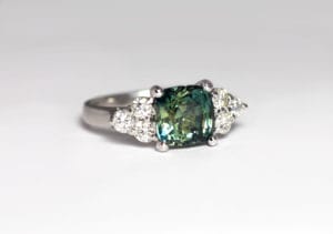 Fairtrade white gold with sapphire and diamonds Zoe Pook Jewellery