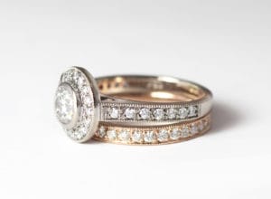 18ct Fairtrade rose gold with diamonds