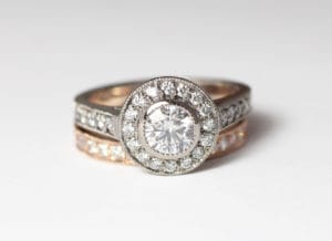 18ct Fairtrade rose and white gold with diamonds