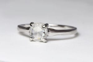 18ct Fairmined gold with rose cut diamond