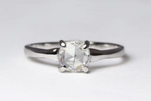 18ct Fairmined gold with rose cut diamond