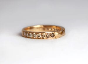 18ct Fairtrade gold with gradient of champagne diamonds by Zoe Pook Jewellery