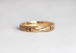 18ct Fairtrade gold with gradient of champagne diamonds by Zoe Pook Jewellery