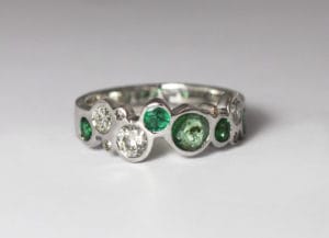 18ct Fairtrade gold vintage emeralds and diamonds by Zoe Pook Jewellery