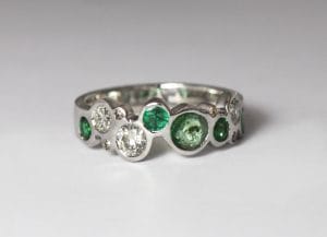 18ct Fairtrade gold vintage emeralds and diamonds by Zoe Pook Jewellery