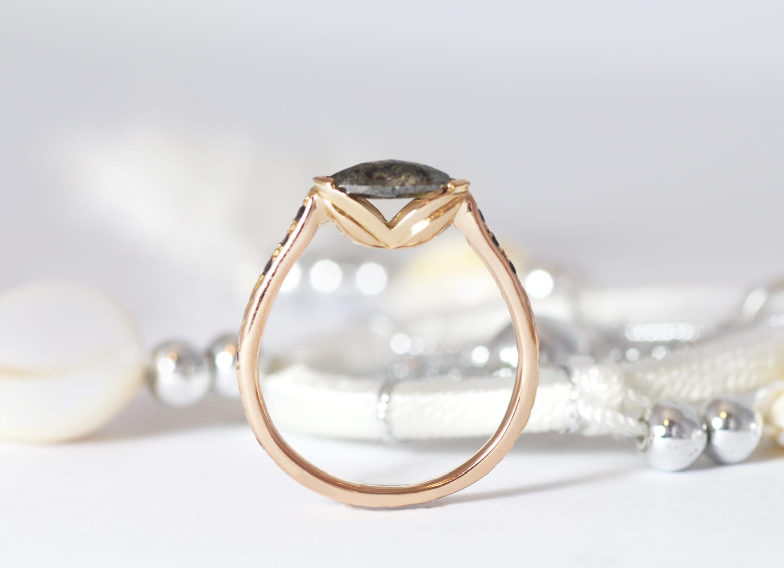 Salt and pepper diamond, black diamonds, 18ct Fairtrade gold