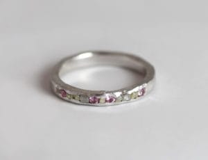 18ct Fairtrade gold with custom cut sapphire by Zoe Pook Jewellery